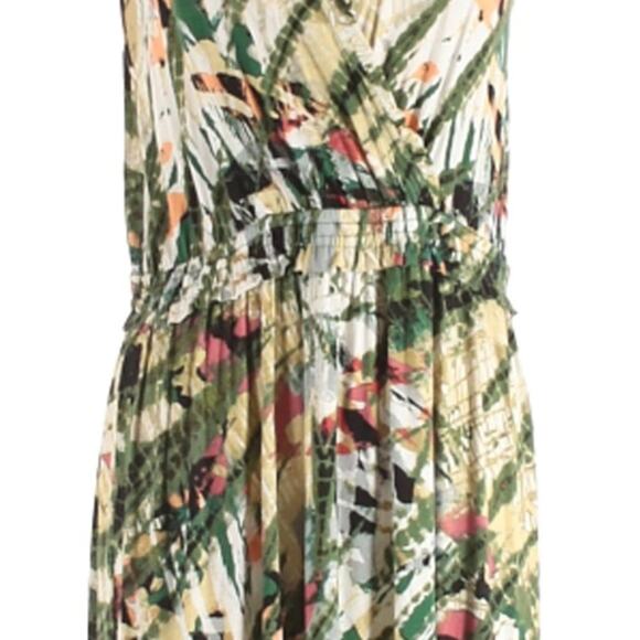 Spense green tan abstract print maxi Dress Size L - LARGE - Picture 8 of 11
